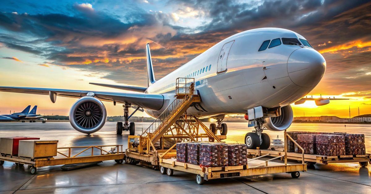 Cargo being loaded onto an aircraft